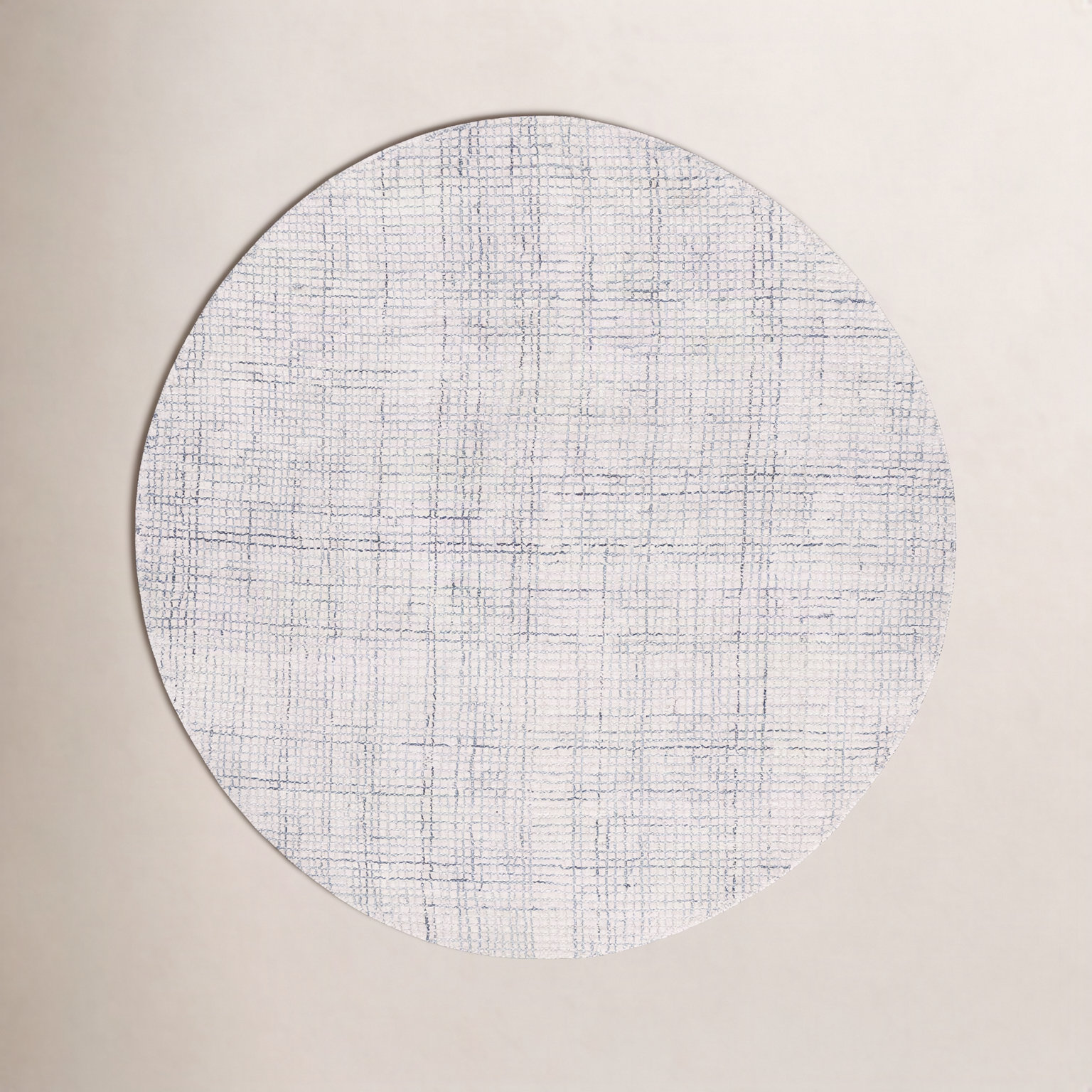 Rowe Ivory Grey Hand-Tufted Abstract Rug, Round 6'