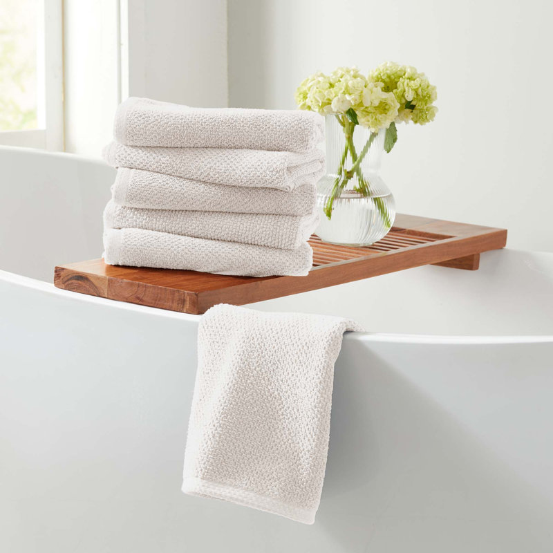 Drap de bain 100% coton texturé, Ivoire ivoire, Essuie-mains - paquet de 6