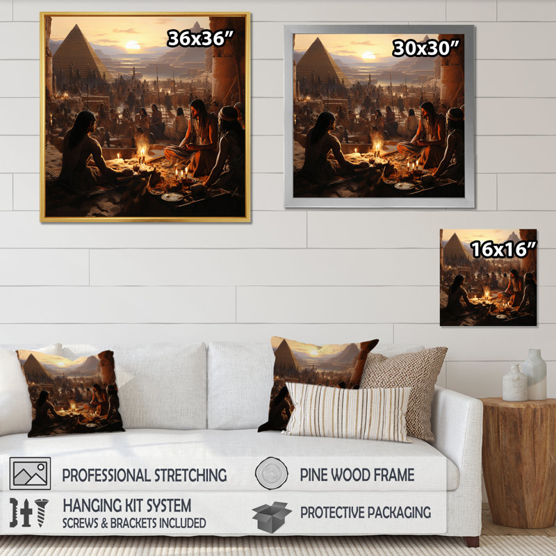 " Egypt Ancient Rituals III ", White Floater Framed, 16" H x 16" W x 1" D