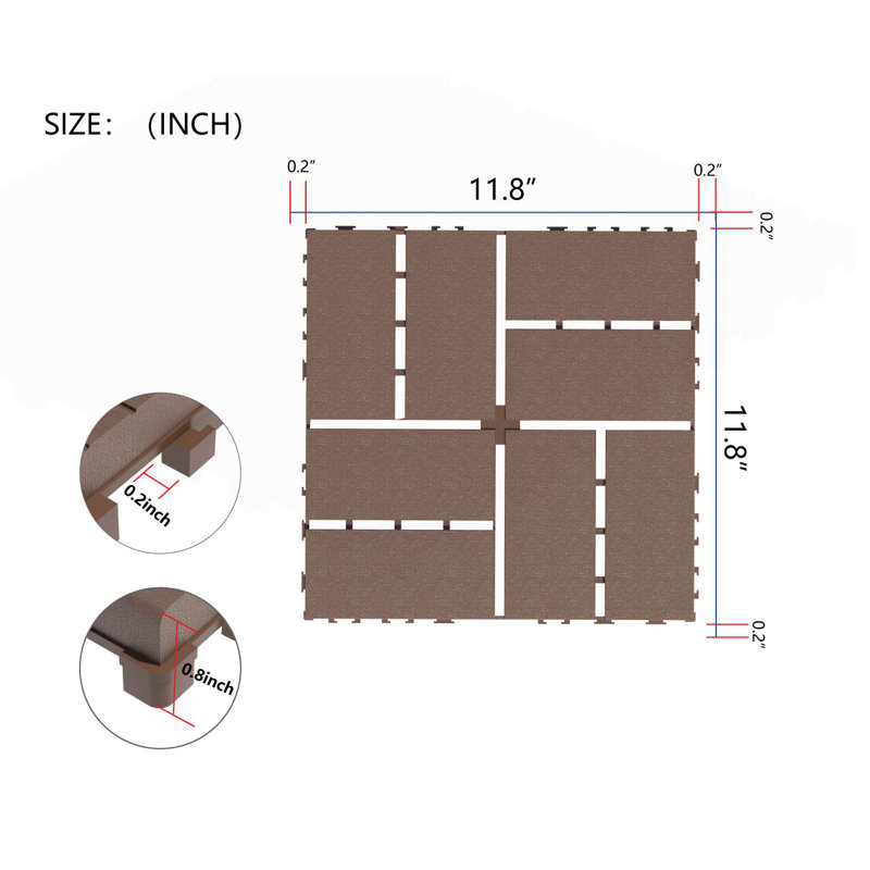 44 Pack Patio Deck Tiles, Brown