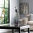 Decorative Glass Flower Vase with Aluminum Topper for Home Decor - Tall Table Vase with Acrylic Accent Base for Living Room Display - Gray & Silver-1298047059