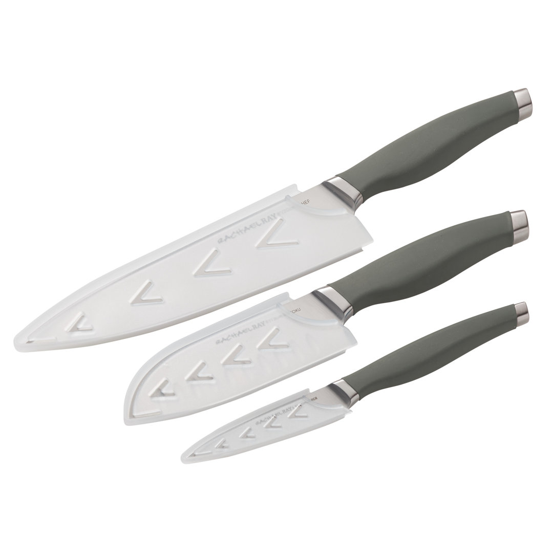 Rachael Ray 3 Piece Cutlery Japanese Stainless Steel Chef Knife Set Rachael Ray Handle 