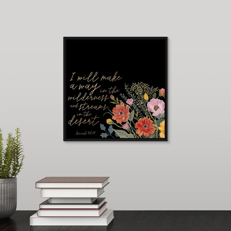 « floral foi iv », reproduction d’art textuel sur toile, Cadre noir, H 11,7 po x l 11,7 po x P 1,75 po