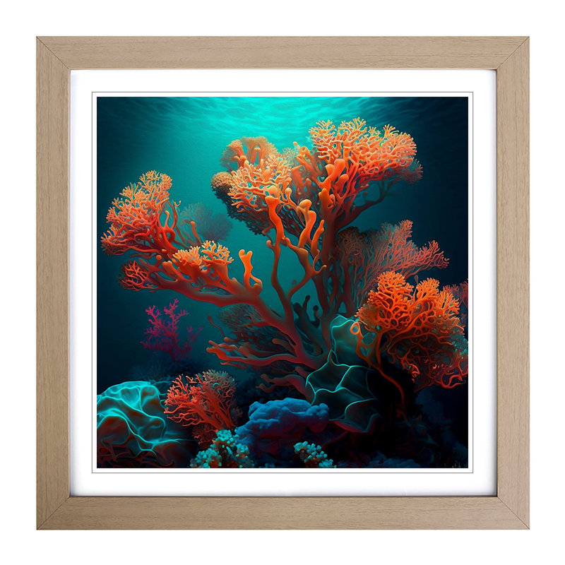 Coral Impressionism - Framed Print, Oak