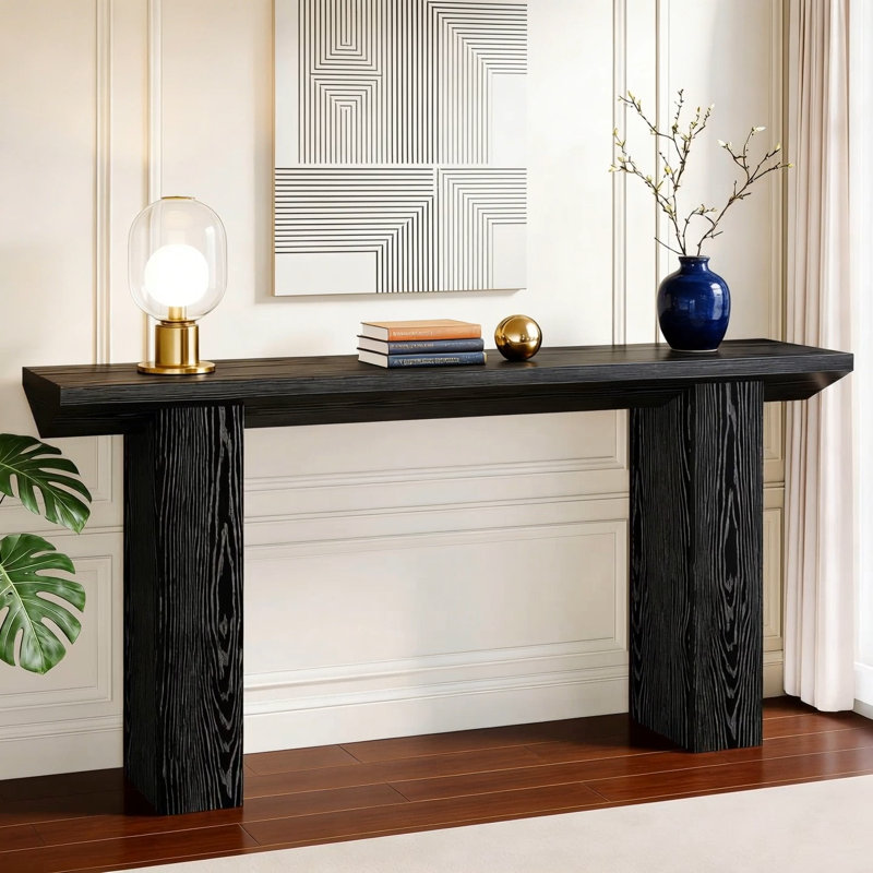 63" Console Table, Wooden Sofa Table Long Entryway Table