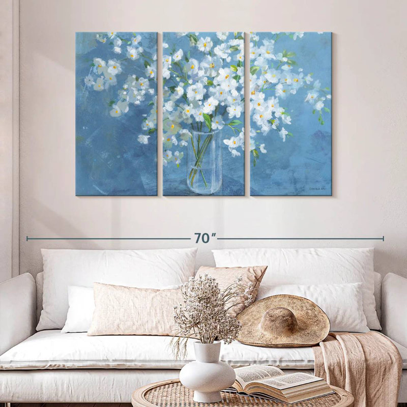 Bouquet blanc frais Harnek, H 32 po x l 50 po