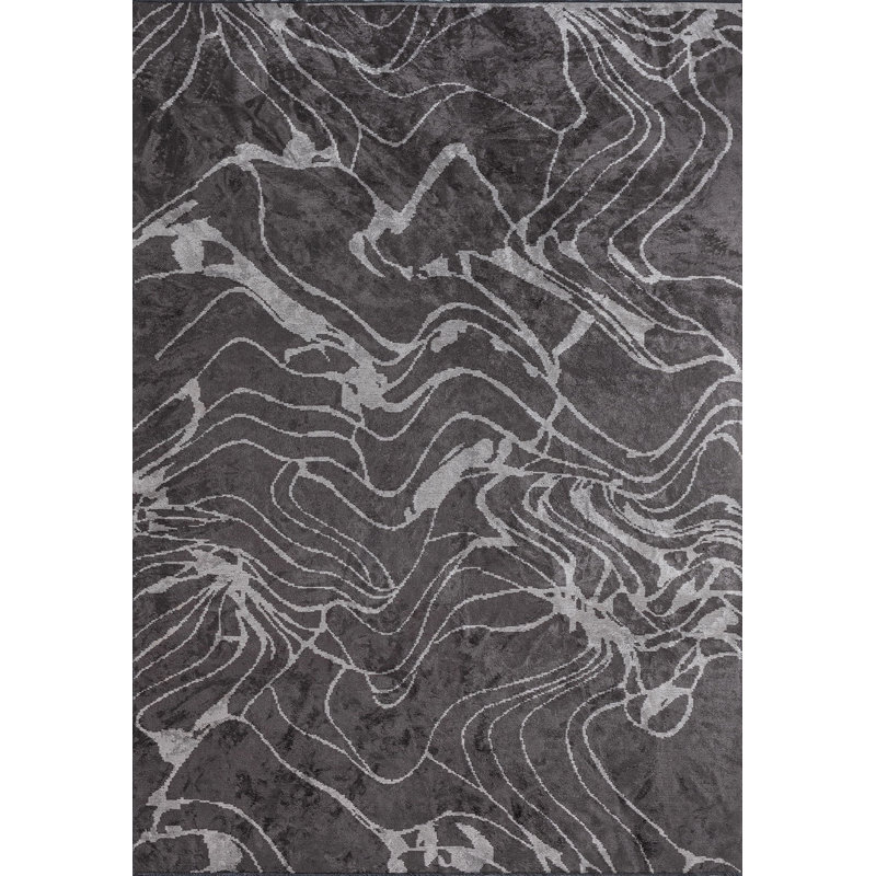 Deamer Abstract Hand Loom Indoor / Outdoor Area Rug, Rectangle 5'3" x 7'6"