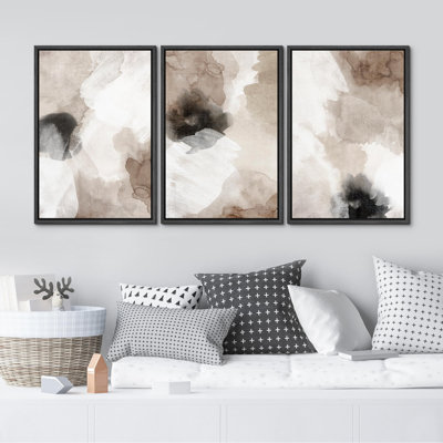 «Grunge Paint Stroke Abstract Shapes», 3 pièces