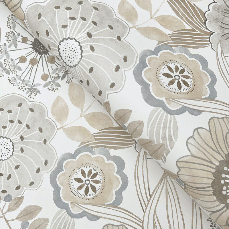 Papier peint artistique Bouquet neutre, Brun