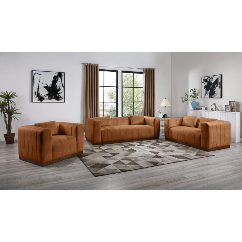 Causeuse en cuir Svetinka, Cuir cognac végétalien