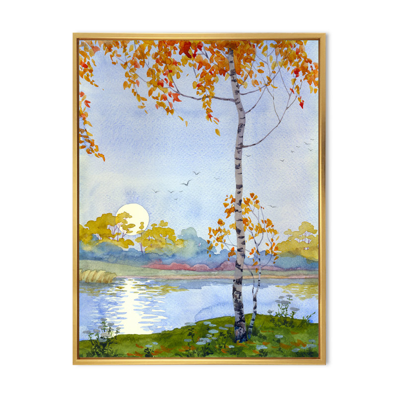Autumn Melancholy " Autumn Melancholy ", 32" H x 16" W x 1" D, Gold Floater Frame Canvas