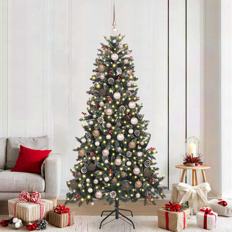 Arbre de Noël artificiel vidaXL avec 150 lumières DEL vertes 47,24 po, 3.9', Beige