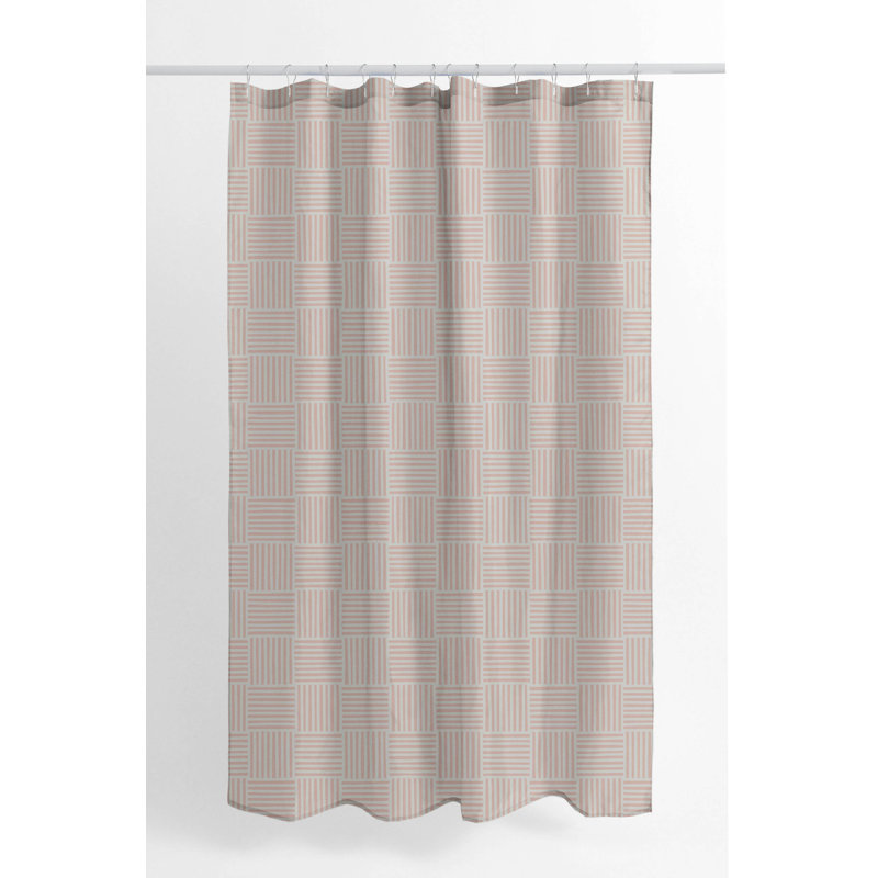 Gridblocked Ultra-Thin Lightweight Shower Curtain, Pink