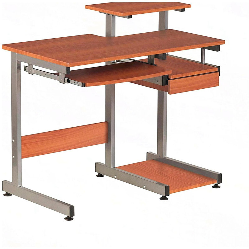 Bureau d'ordinateur complet, grain de bois, Brun