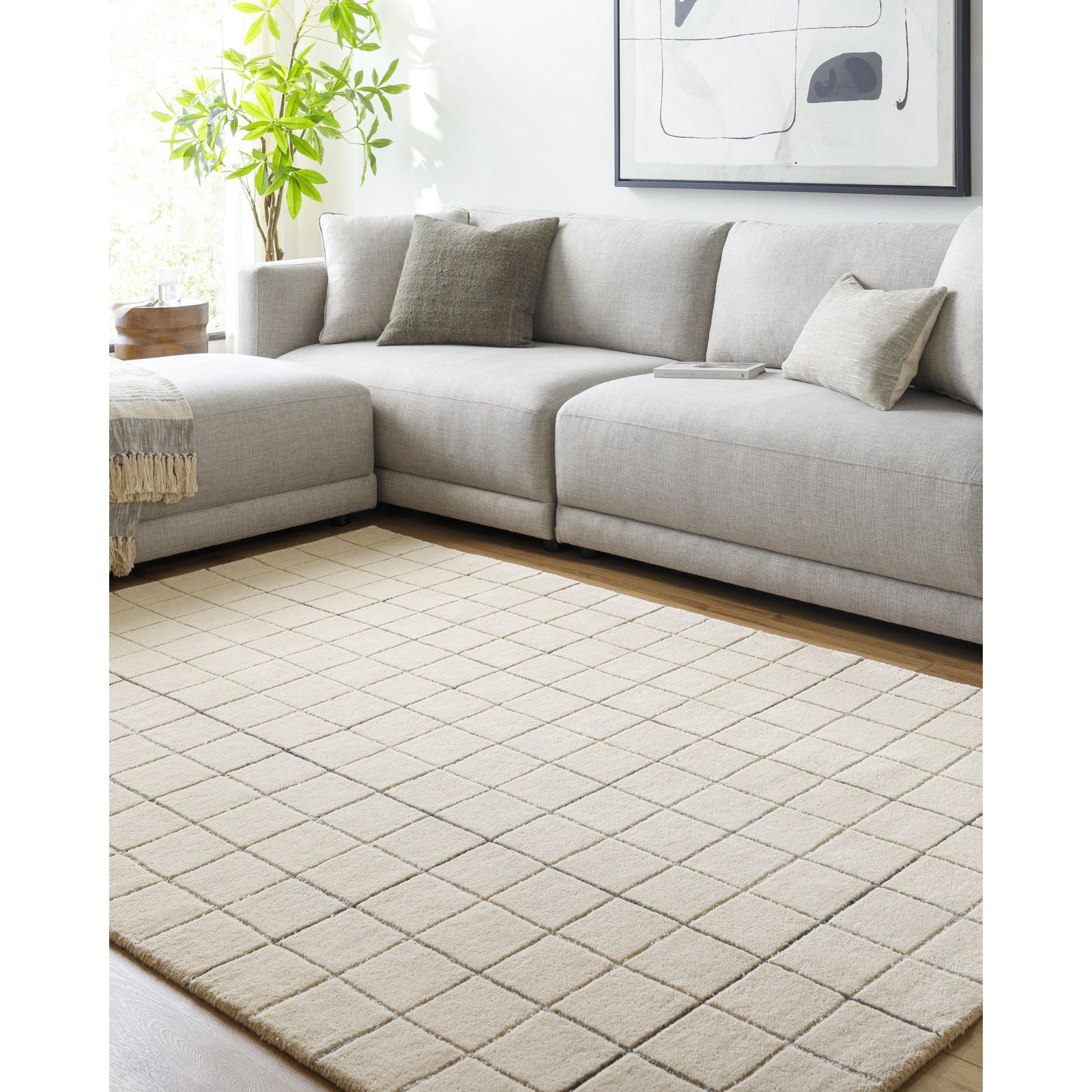 Mallory Hand-Woven Gray Geometric Area Rug, Rectangle 8' x 10'