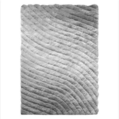 Tapis gris à poil long fabriqué à la main Arabinda