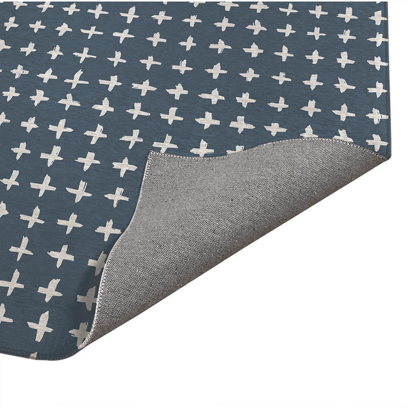 Check Ivory Charcoal Indoor Doormat, Bleu, L 60 po x L 84 po