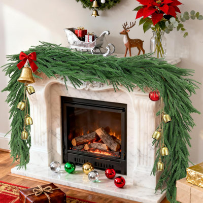 12FT（2 * 6FT）Norfolk Pine Garlands, Christmas Cedar Garland, Real Touch Faux Green Garlands