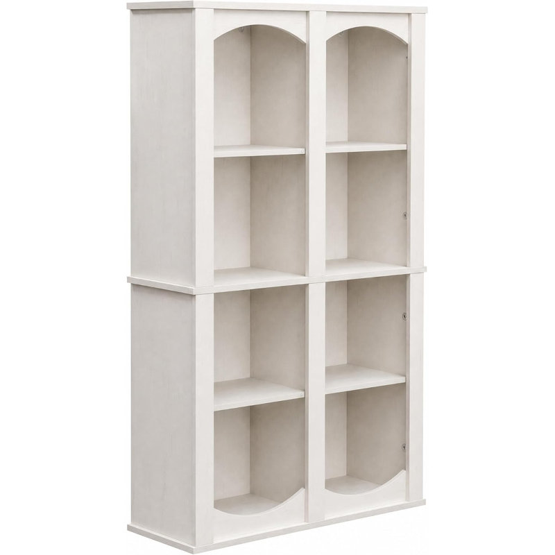 Bibliothèque arquée à 4 niveaux de 124 cm de hauteur – Rangement ouvert à 8 cubes avec système anti-basculement – ​​Bibliothèque étroite et peu encombrante pour salon, chambre ou bureau