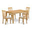 Ensemble de table de salle à manger 5 pièces moderne comprenant une table rectangulaire en bois et 4 chaises en tissu de lin, chêne-1943080328-1943080373-1943080372