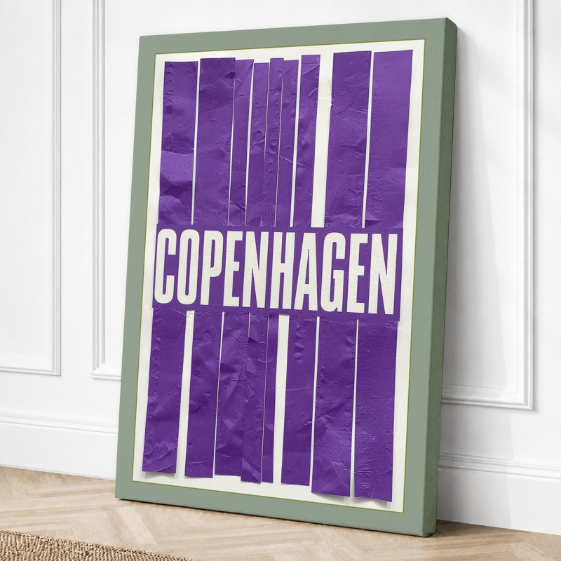 Postcard From Copenhagen Typography - Print, 30x20 - 76.2 x 50.8 cm, Sage Border
