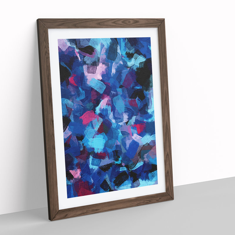 Moon Up High Abstract - Single Picture Frame Painting, 64cm H x 46cm W x 2cm D, Brown Framed