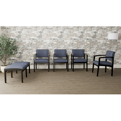 Lenox Wood Waiting Reception Commercial Grade Furniture Set / 4-Guest Chair And 2-Seat Bench