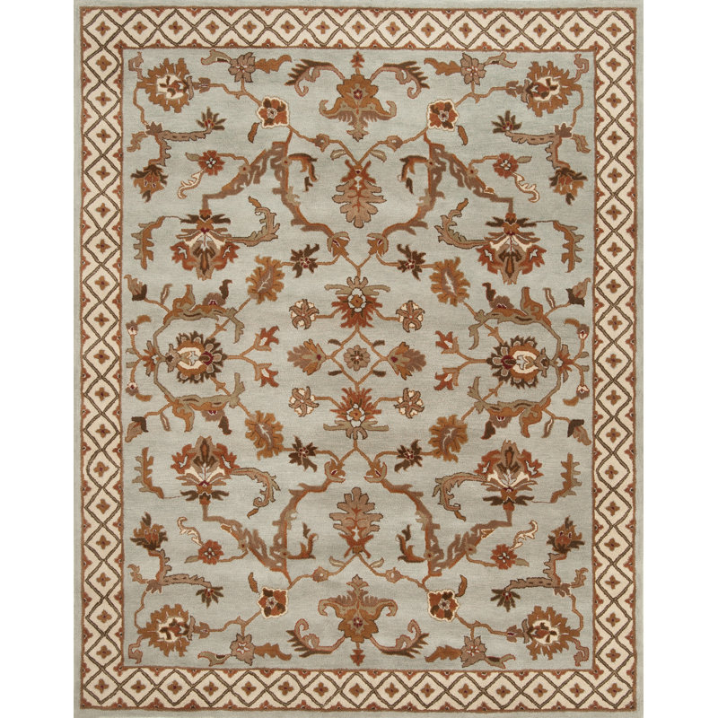 Tapis tissé à la main bleu / beige Serene, Round 4'