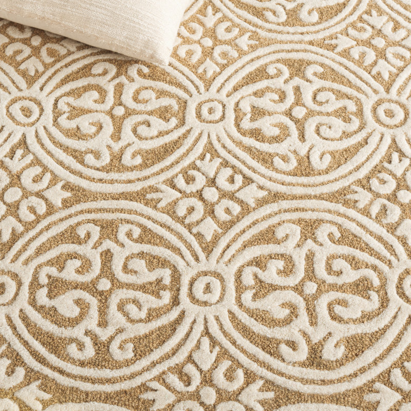 Cambridge 123 Hand Tufted Wool Damask Rug, Round 6'