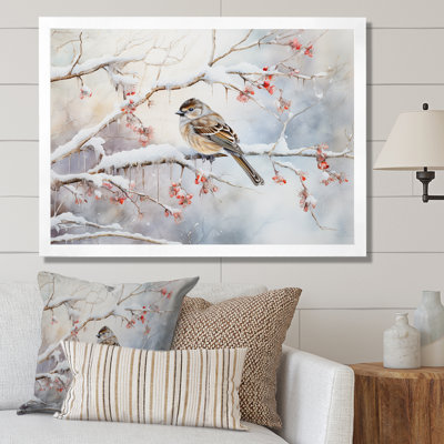 «Winter Snowy Bird Charm Landscape», art mural neige