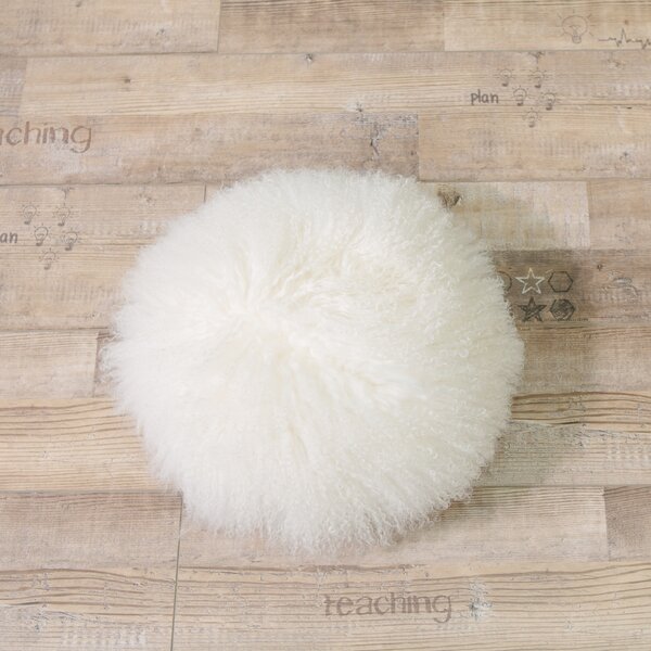 Elegant Taupe Mongolian Tibetan Lamb Fur Pillow