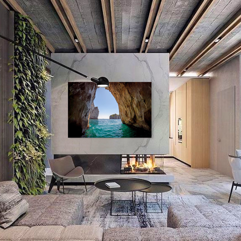 Blue Grotto Capri - reproduction de photo, H 16 po x l 20 po x P 1,5 po, Acrylique