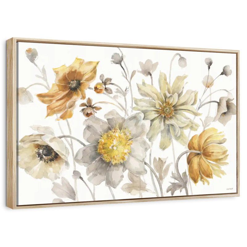 Champs d'or I, Cadre flottant en bois naturel, 43 po x 29 po