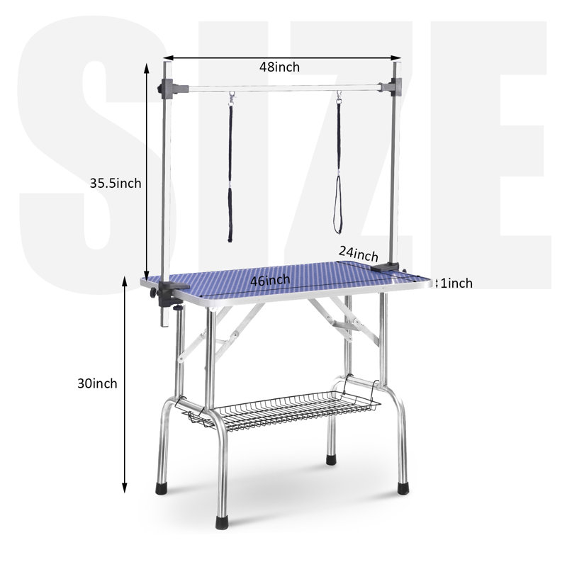 Table de toilettage professionnelle réglable, Bleu, H 30 po x l 46 po x P 23,5 po