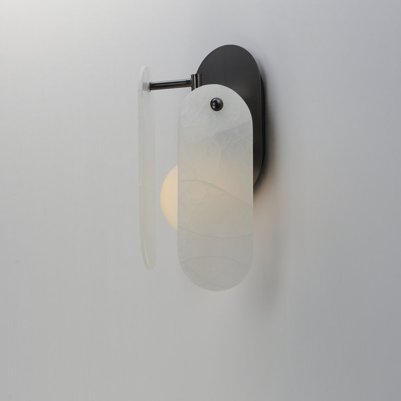 Megalith 1 - Light Armed Sconce, Gunmetal/White Onyx
