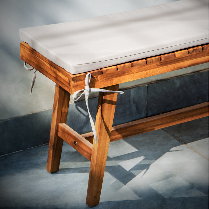 Banc d'extérieur en bois massif avec coussin
