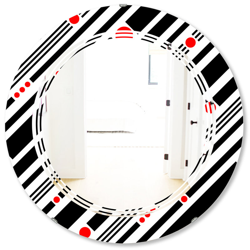 Miroir mural moderne géométrique abstrait sans cadre, 31,5 po x 31,5 po
