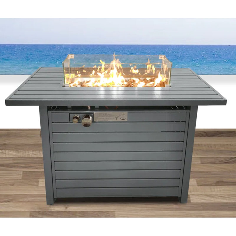 Table de foyer d'extérieur avec couvercle H 25 po - propane en acier l 42 po, Gardentraction X Party Essential