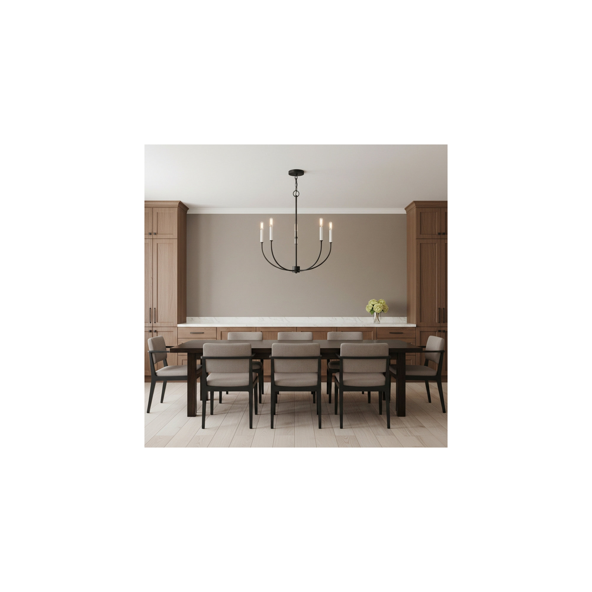 Kendrey 5-Light Metal Candle-Style Chandelier , Midnight Black