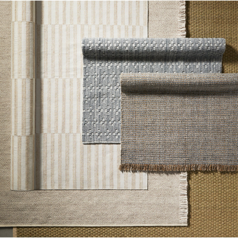 Edita Hand Loomed Striped Indoor / Outdoor Rug, Rectangle 2' x 3'