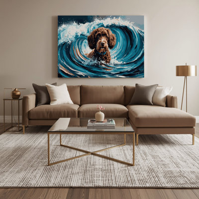 Chiens, chien d'eau espagnol sur toile grise