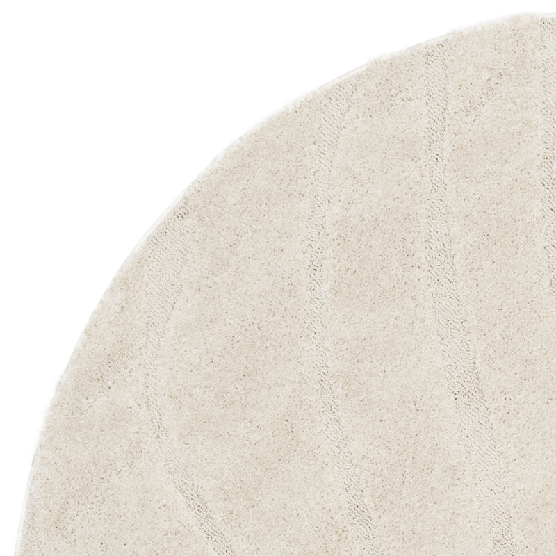 Tapis crème à motif abstrait Ashal, Rond 4 pi, Cream