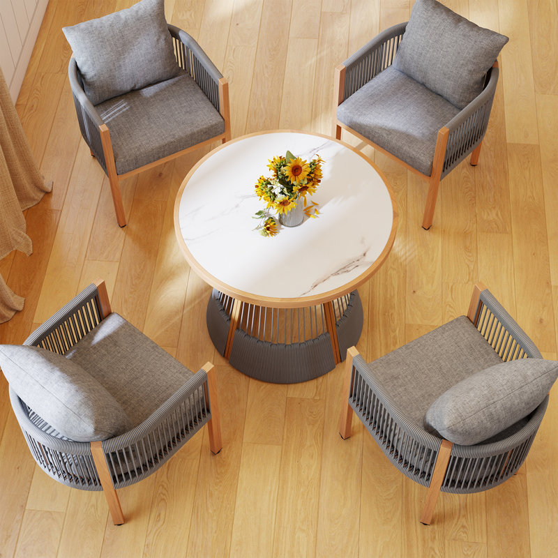 Patio Dining Table Set, Gray, 4