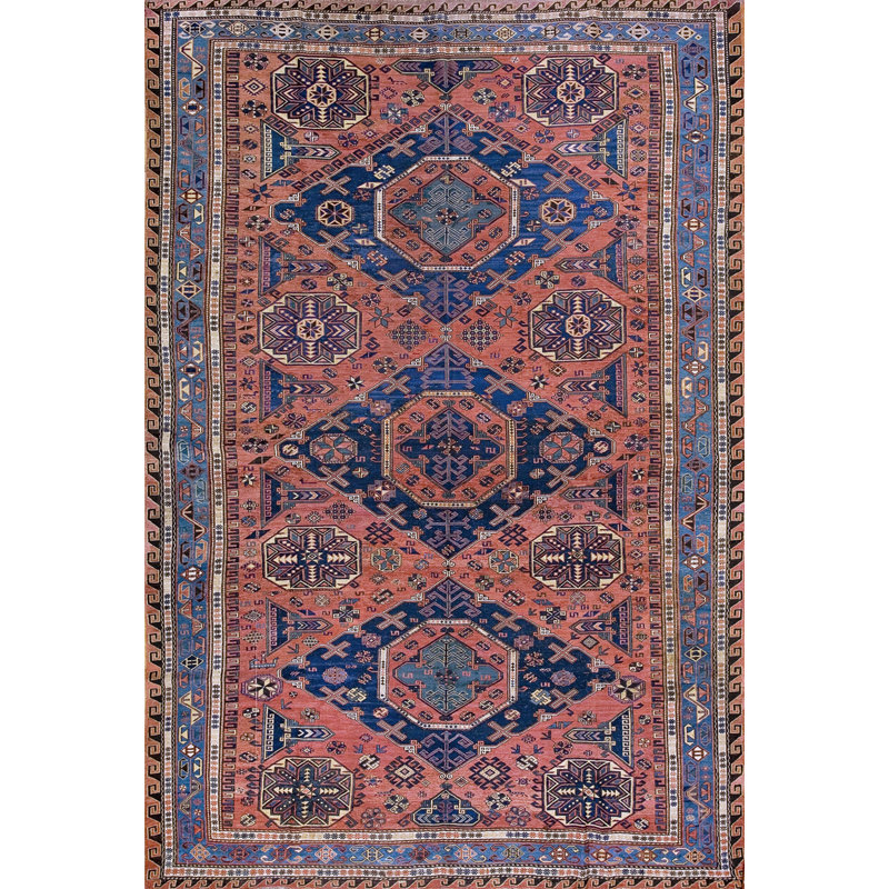 Antique Soumak Caucasian Allover Geometric Flat Weave Rug