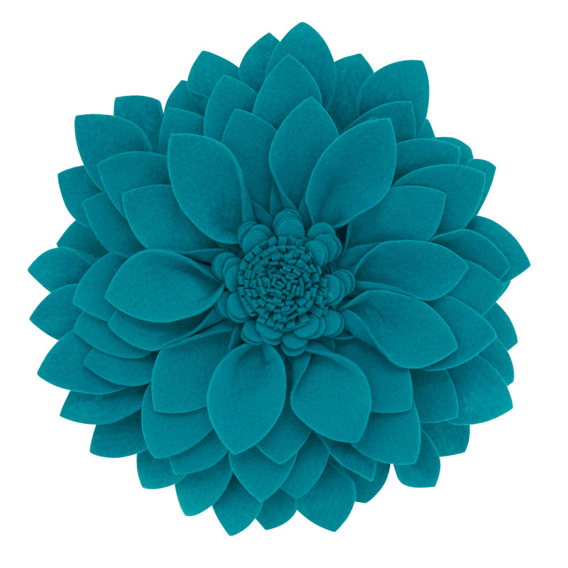 Fleur De Jardin Collection Ruffled Throw Pillow, 13" x 13", Teal