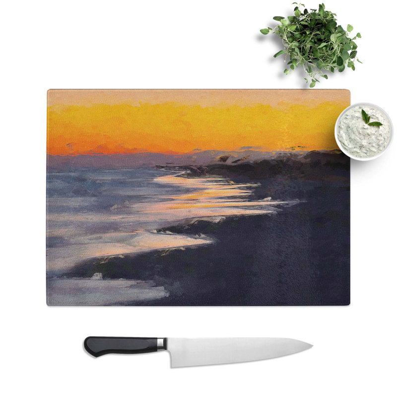 Tempered Glass Beauty of the Beach Chopping Board, 39 cm W x 28.5 cm L
