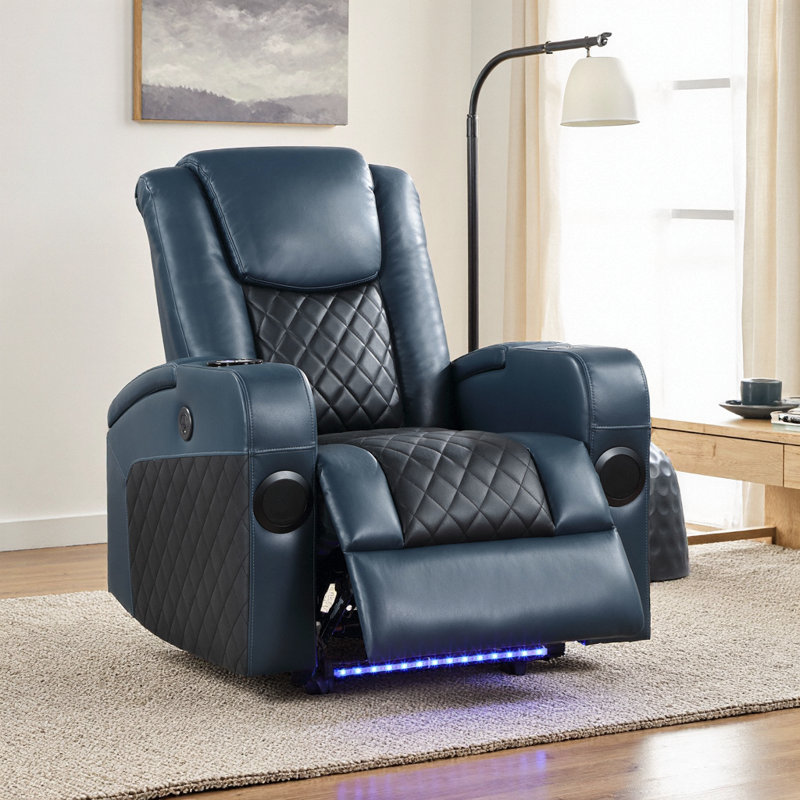 Fauteuil inclinable électrique haut de gamme avec haut-parleurs Bluetooth, chargeur sans fil et porte-gobelet rafraîchissant - Ultimate Tech Comfort