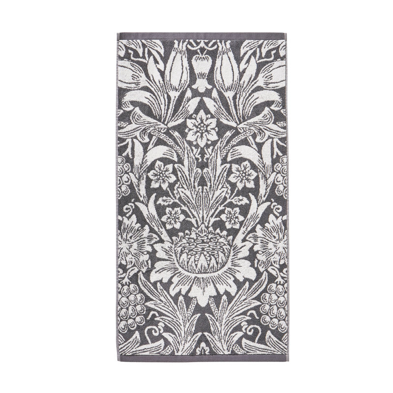 100% Cotton, Grey Floral, Hand Towel
