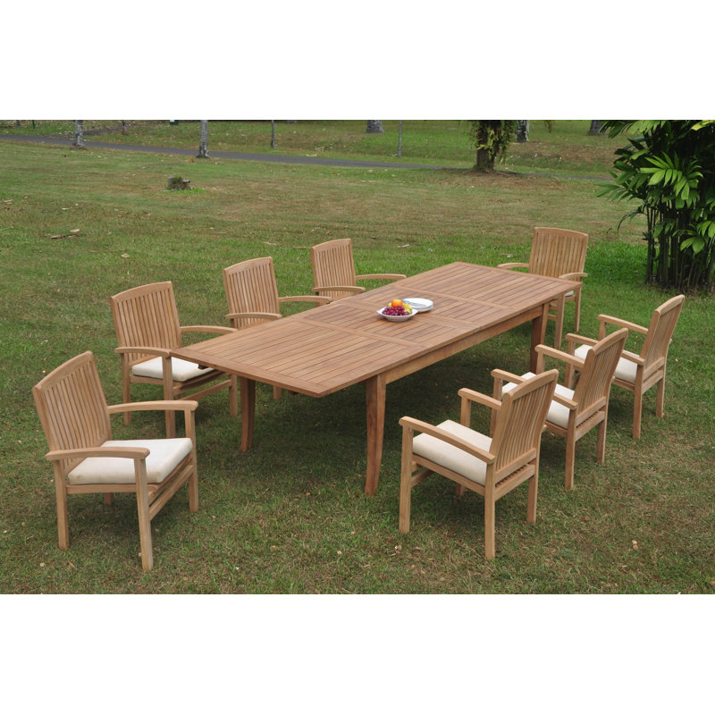 Poar Outdoor 11 - Piece Teak Dining Set, Set of 8