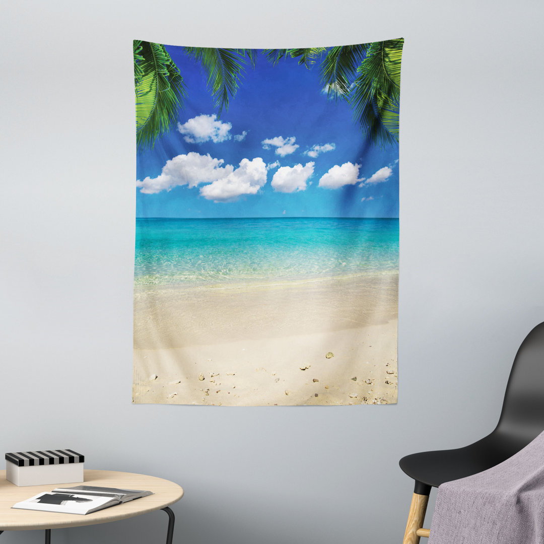 Wandteppich, Tropic Urlaub Scenic, Insel, Royal Blue Sand Braun